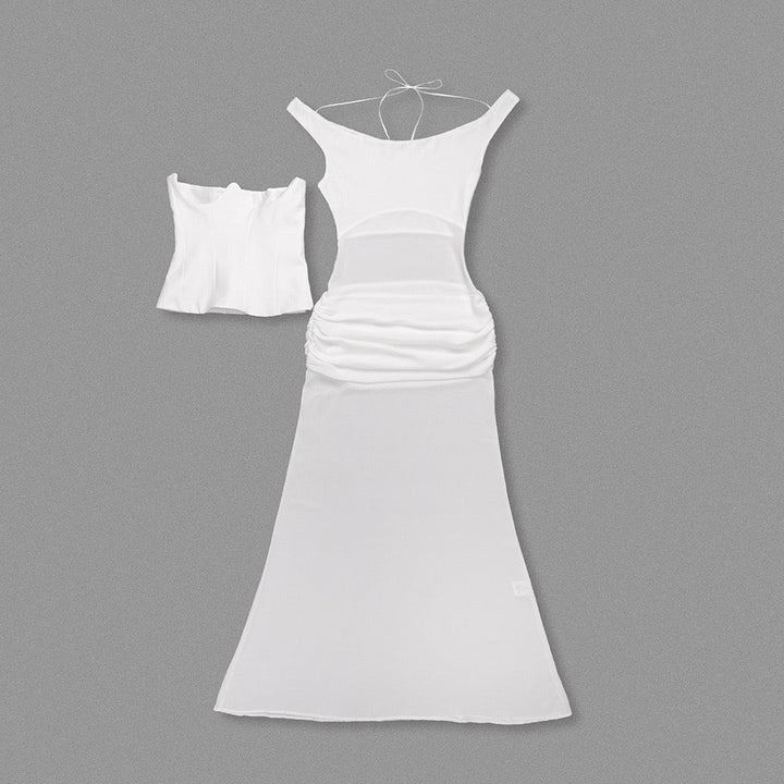 Chiffon maxi dress with a corset design and pin fastening - TOMMY