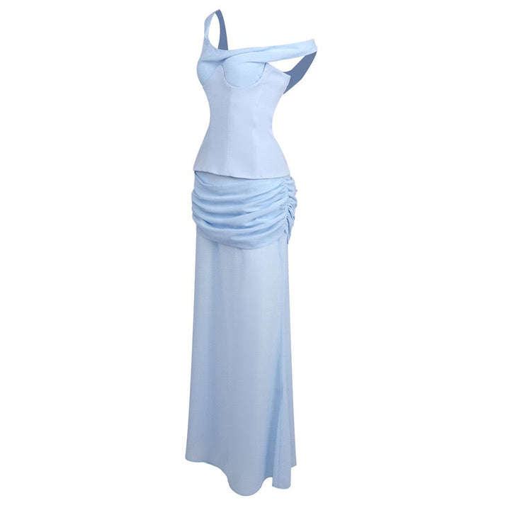 Chiffon maxi dress with a corset design and pin fastening - TOMMY