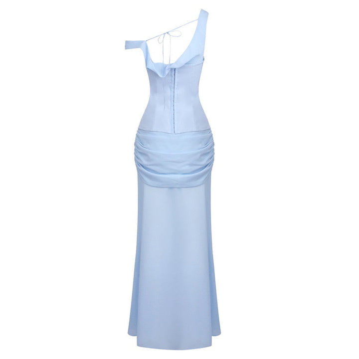Chiffon maxi dress with a corset design and pin fastening - TOMMY