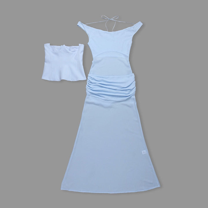 Chiffon maxi dress with a corset design and pin fastening - TOMMY