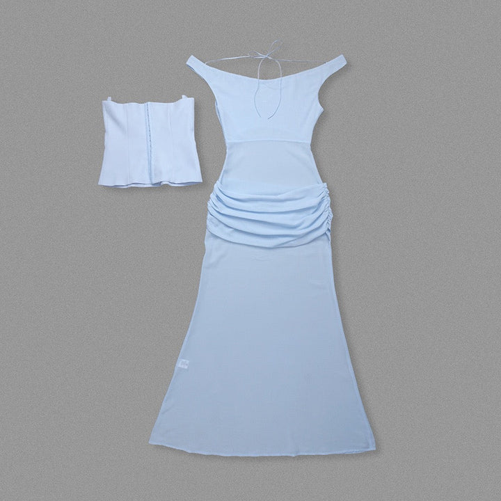 Chiffon maxi dress with a corset design and pin fastening - TOMMY