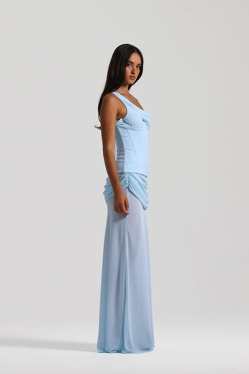 Chiffon maxi dress with a corset design and pin fastening - TOMMY