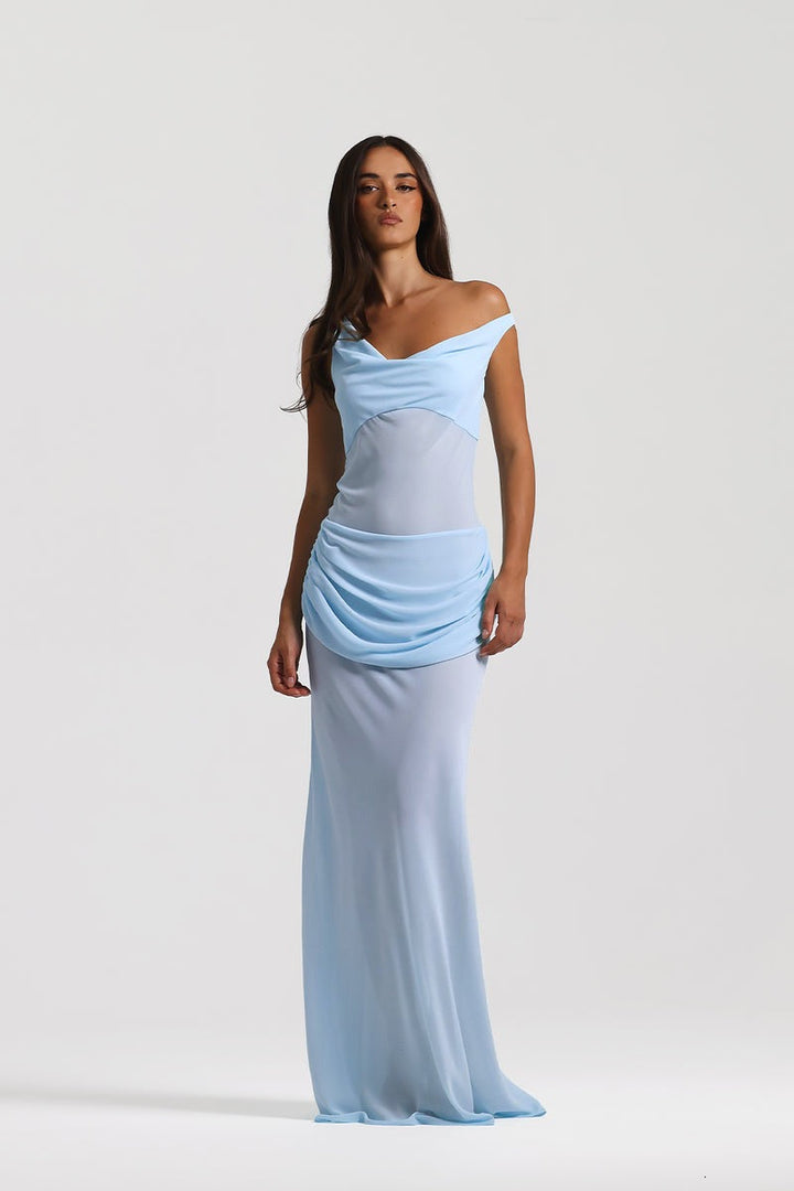 Chiffon maxi dress with a corset design and pin fastening - TOMMY