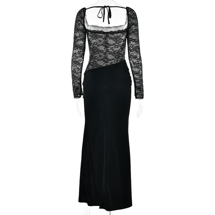 Velvet maxi dress with a lace corset design - CORI