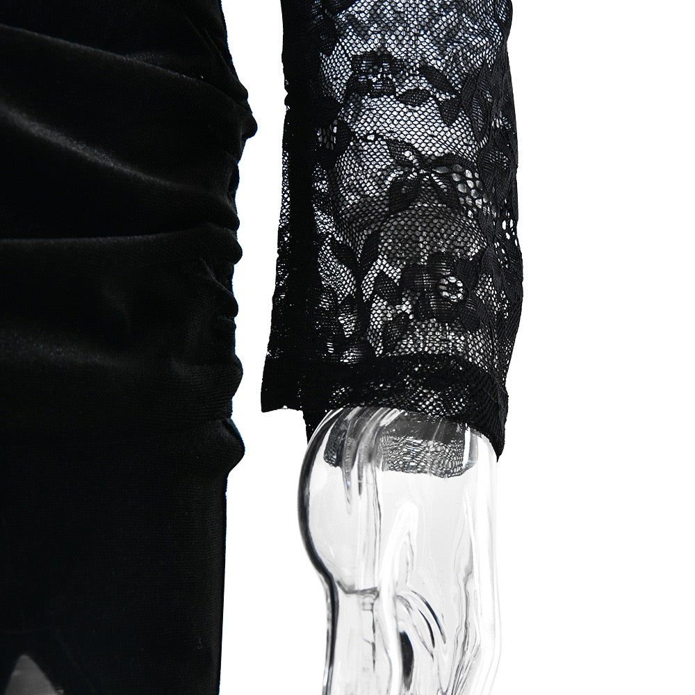 Velvet maxi dress with a lace corset design - CORI