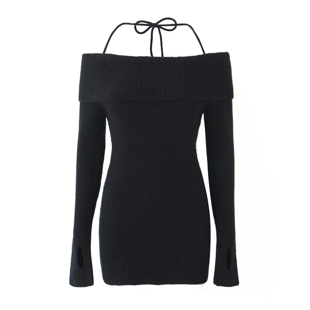 Off-the-shoulder knitted bodycon mini dress - MEL