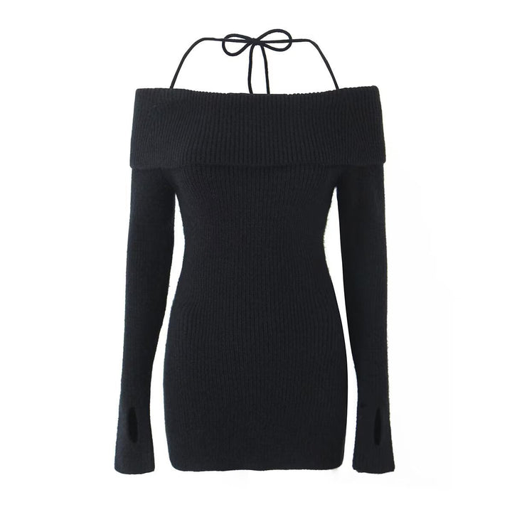 Off-the-shoulder knitted bodycon mini dress - MEL