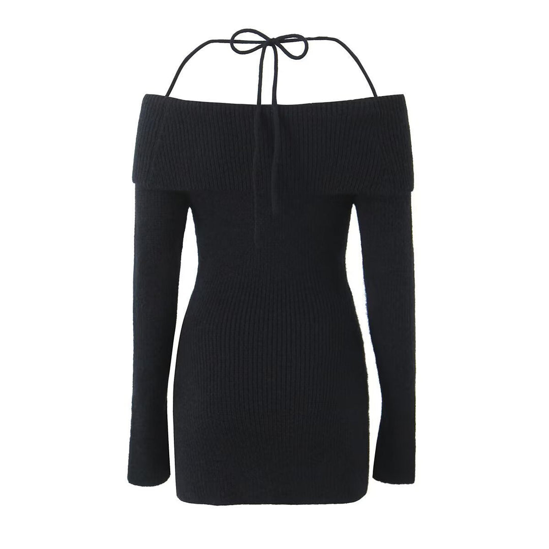Off-the-shoulder knitted bodycon mini dress - MEL