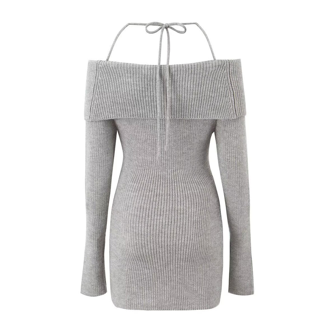 Off-the-shoulder knitted bodycon mini dress - MEL
