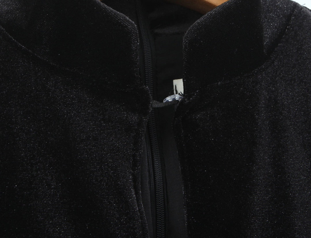 Velvet A-line mini dress with button closure at the neck - Sahar