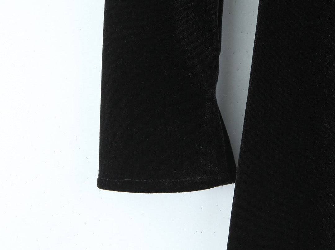 Velvet A-line mini dress with button closure at the neck - Sahar