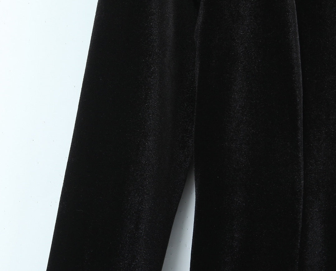 Velvet A-line mini dress with button closure at the neck - Sahar