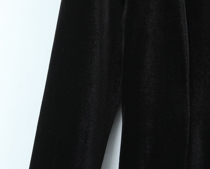 Velvet A-line mini dress with button closure at the neck - Sahar