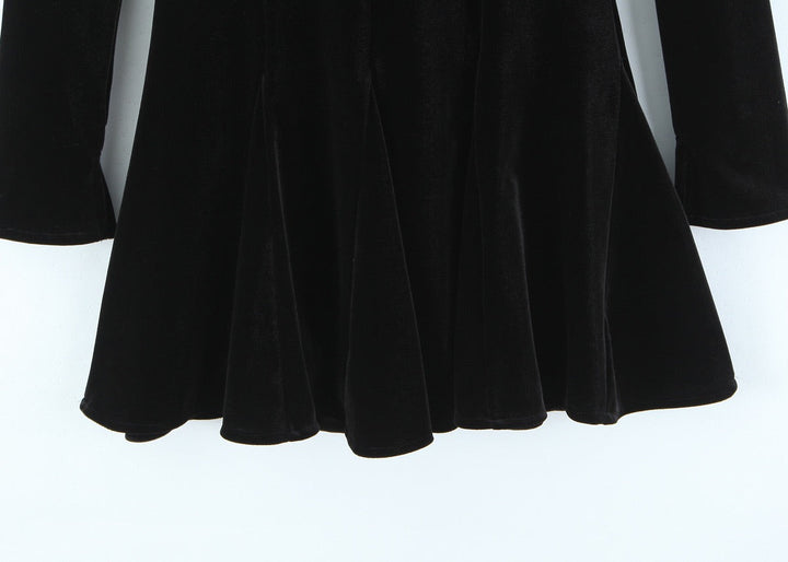 Velvet A-line mini dress with button closure at the neck - Sahar