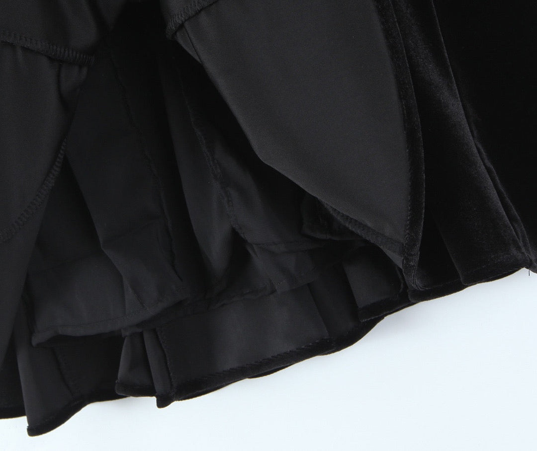 Velvet A-line mini dress with button closure at the neck - Sahar