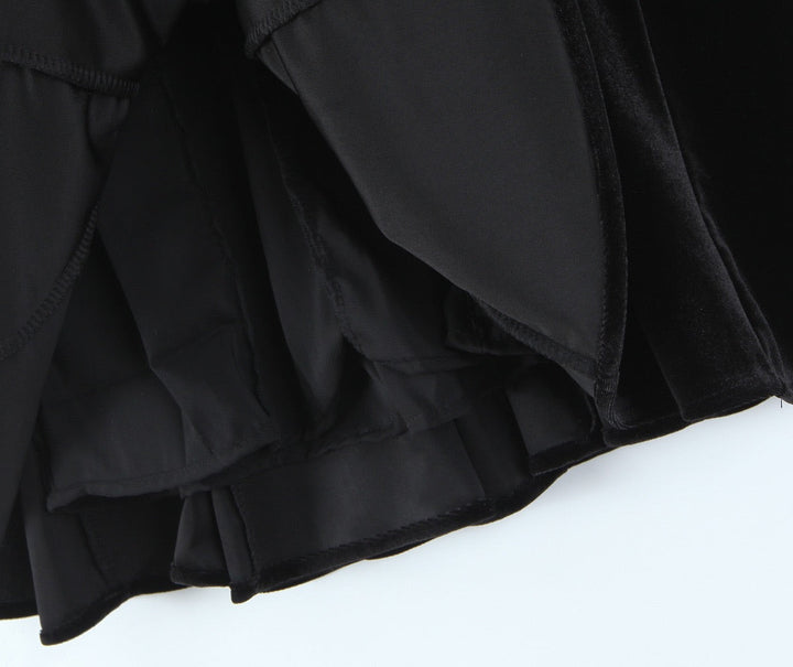 Velvet A-line mini dress with button closure at the neck - Sahar