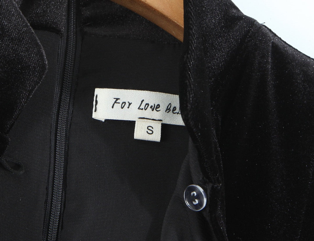 Velvet A-line mini dress with button closure at the neck - Sahar