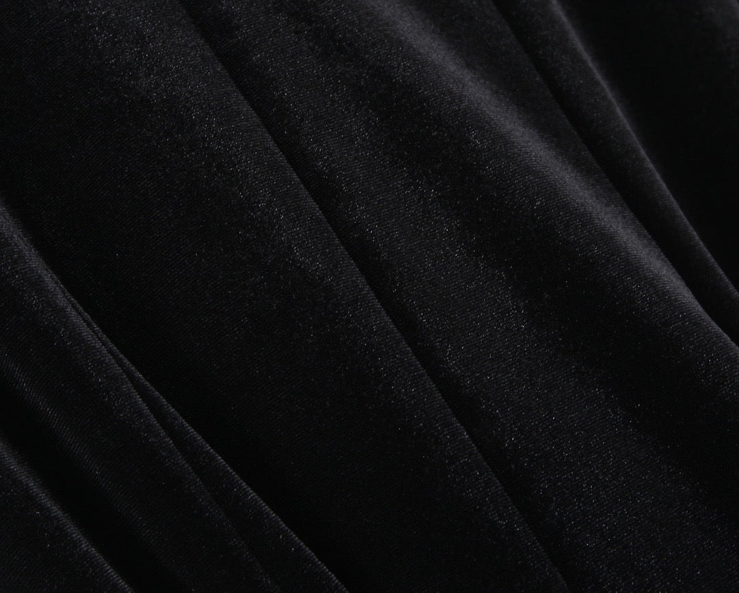 Velvet A-line mini dress with button closure at the neck - Sahar