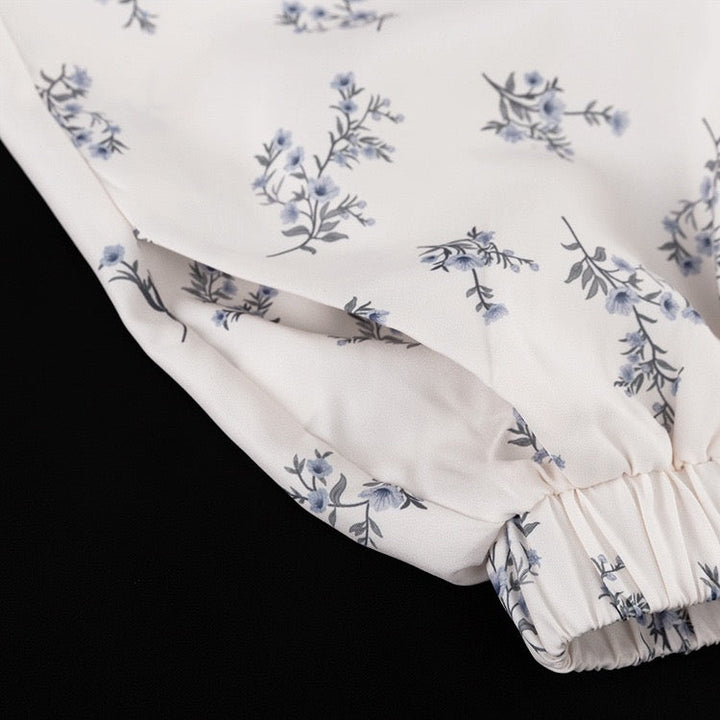 Luxurious French-style floral two-piece set with shorts and a button-down shirt – Nara