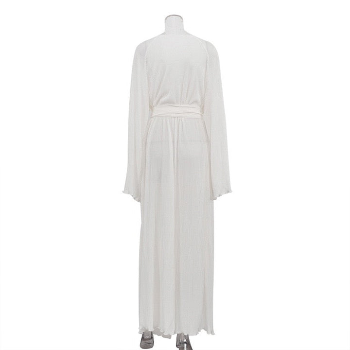 Maxi dress with a slit design in shiny crepe – Vonda