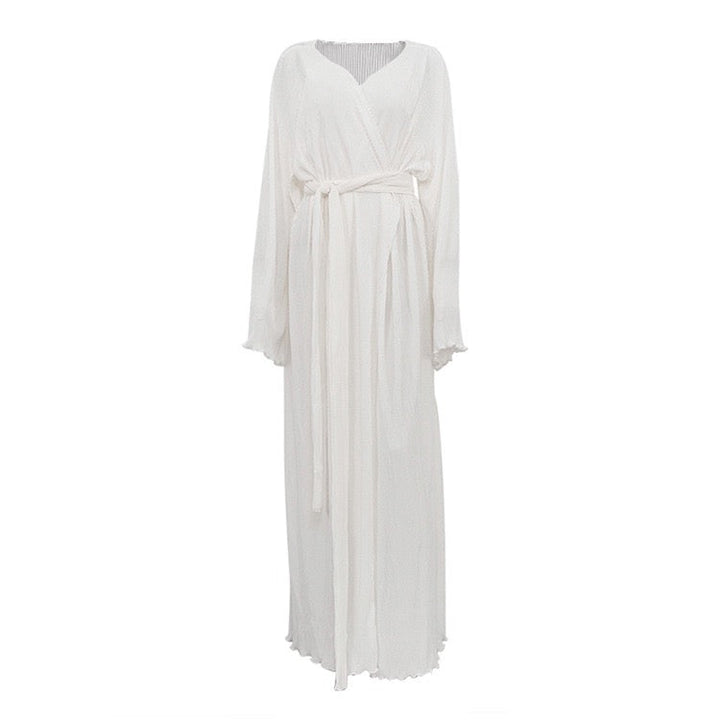 Maxi dress with a slit design in shiny crepe – Vonda