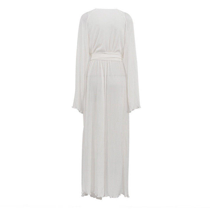 Maxi dress with a slit design in shiny crepe – Vonda