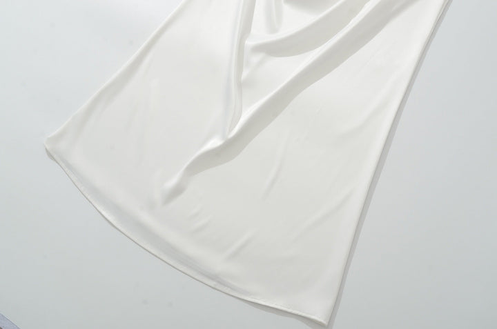 Maxi dress with satin pleats and a tie-back bodice for fastening at the waist - Loiana