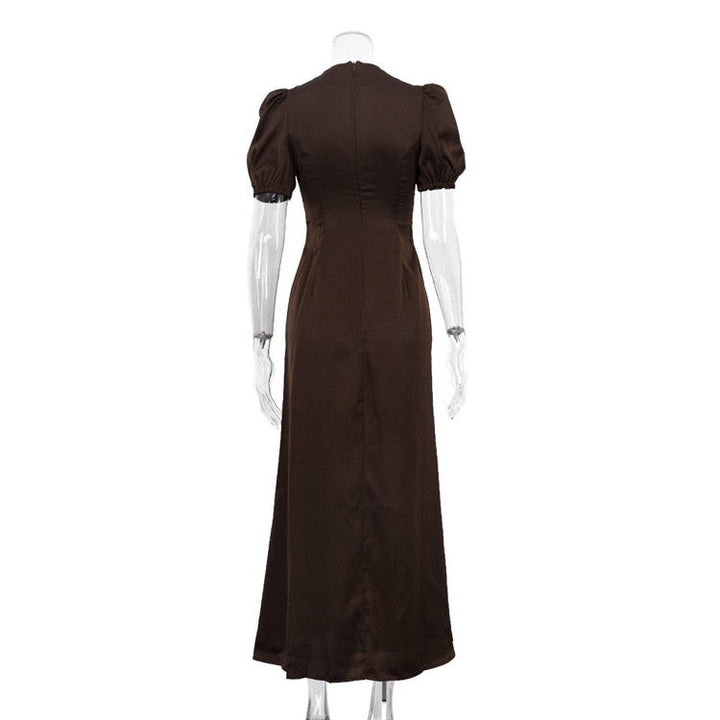 Satin maxi dress with lace trim – ANORA