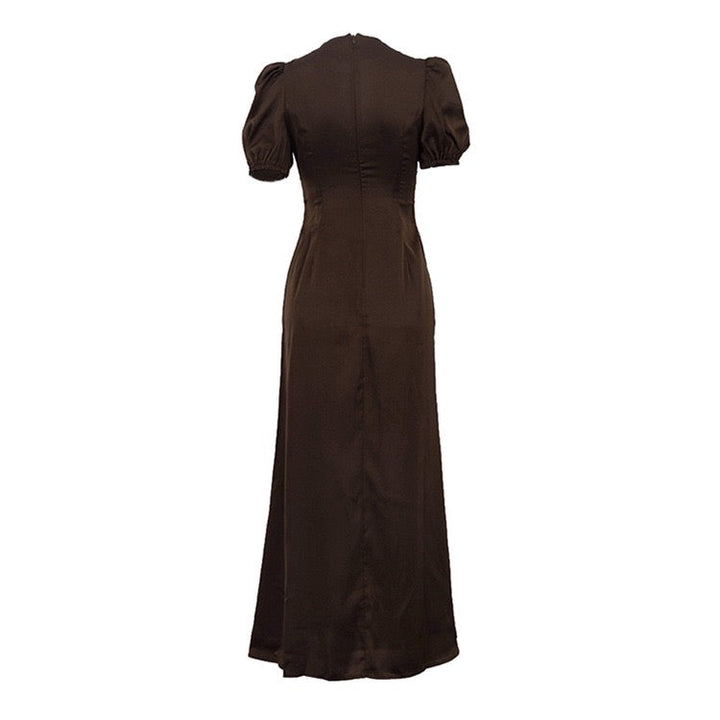 Satin maxi dress with lace trim – ANORA