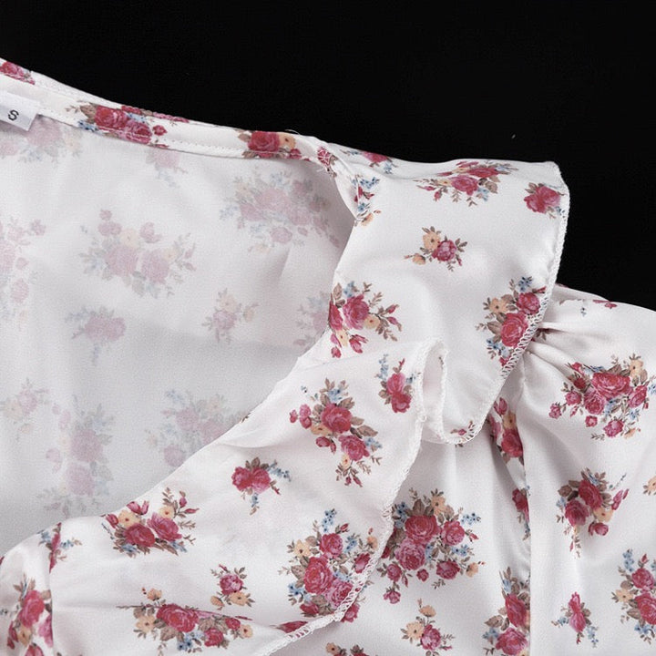Floral satin mini dress with tiered ruffles – Yahli