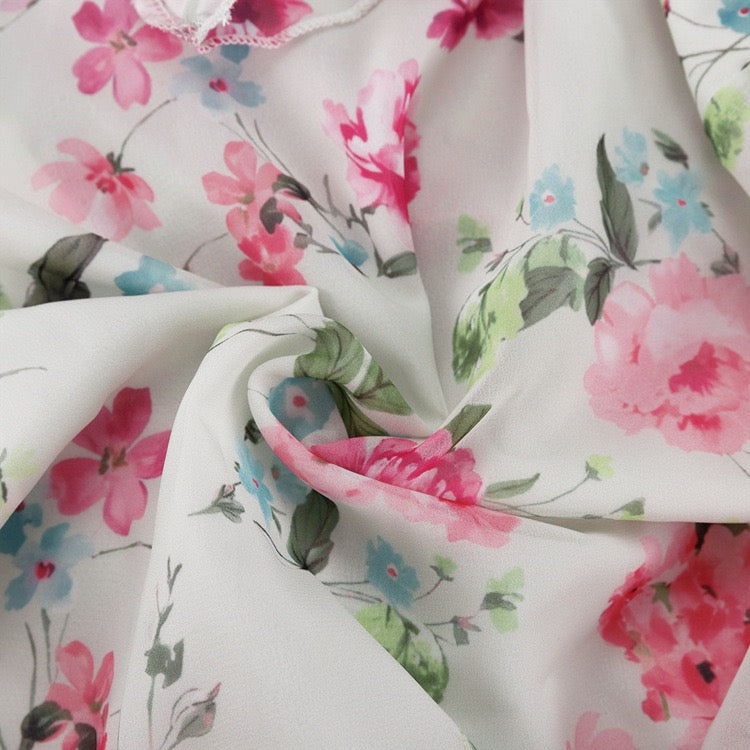 Floral chiffon ruffled mini dress with tiered ruffles – Alona