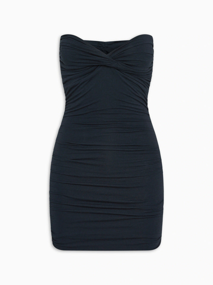 Strapless, gathered, tight mini dress - Bailey