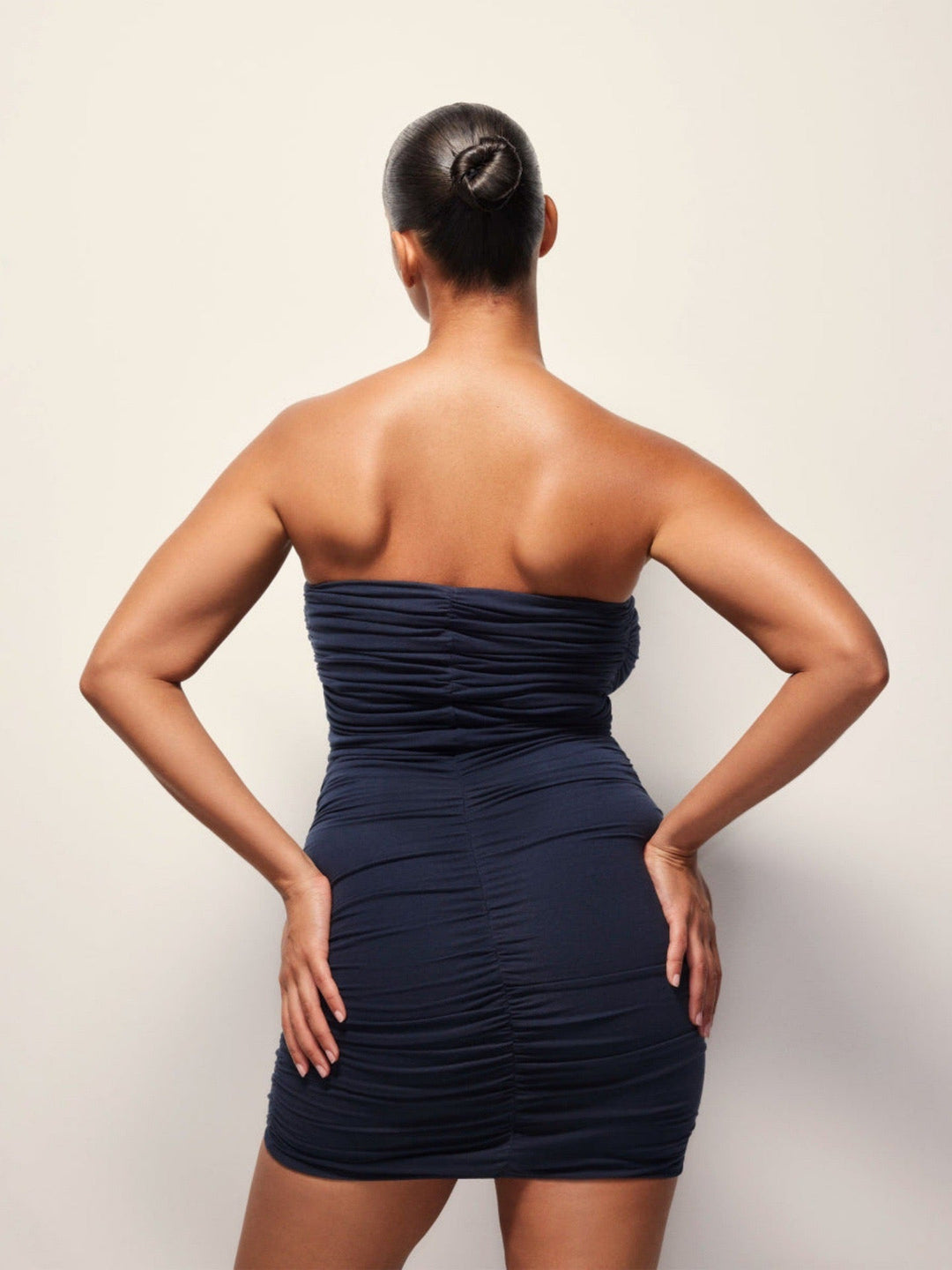 Strapless, gathered, tight mini dress - Bailey