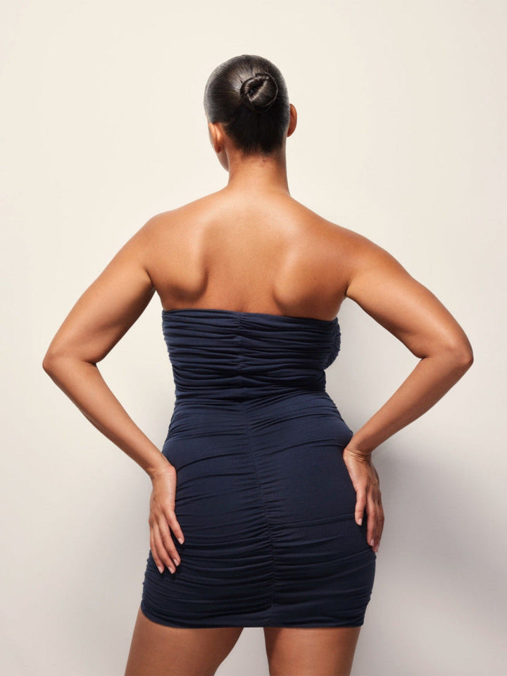 Strapless, gathered, tight mini dress - Bailey