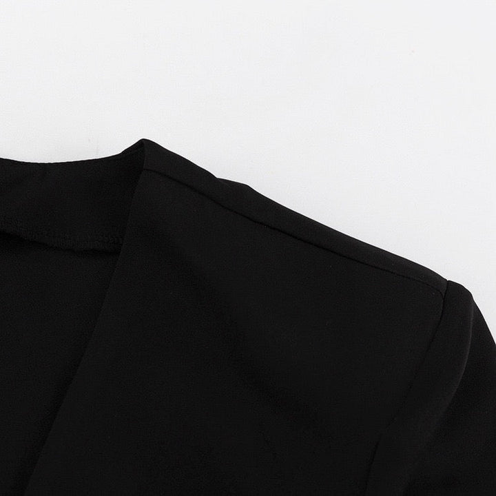 Tailored maxi dress with deep V-neckline and slit design - Amber