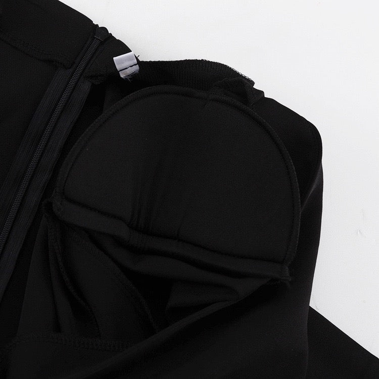 Tailored maxi dress with deep V-neckline and slit design - Amber