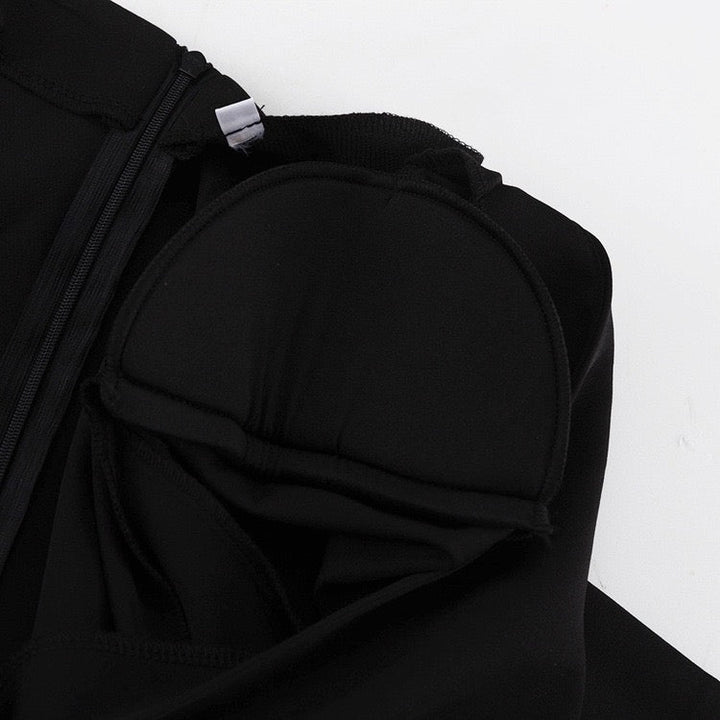 Tailored maxi dress with deep V-neckline and slit design - Amber