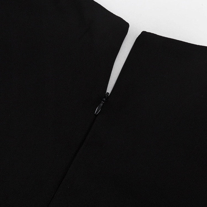 Tailored maxi dress with deep V-neckline and slit design - Amber