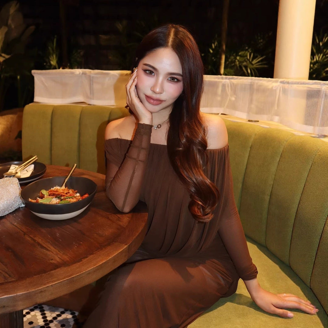 Chiffon maxi dress with pleats design - JULIS