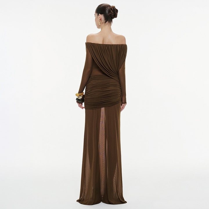 Chiffon maxi dress with pleats design - JULIS