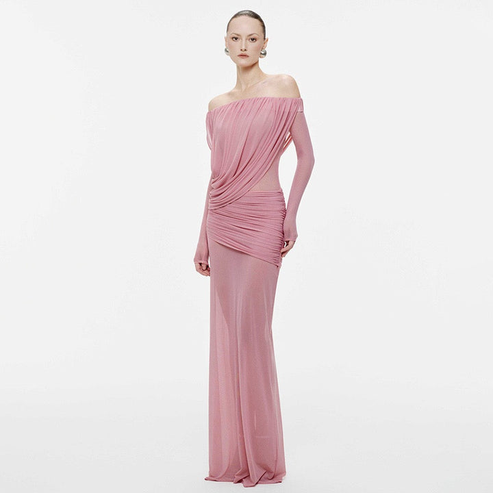 Chiffon maxi dress with pleats design - JULIS