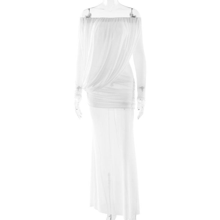 Chiffon maxi dress with pleats design - JULIS