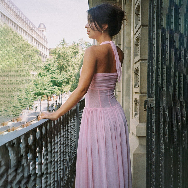 Chiffon maxi dress with back tie - FENNI