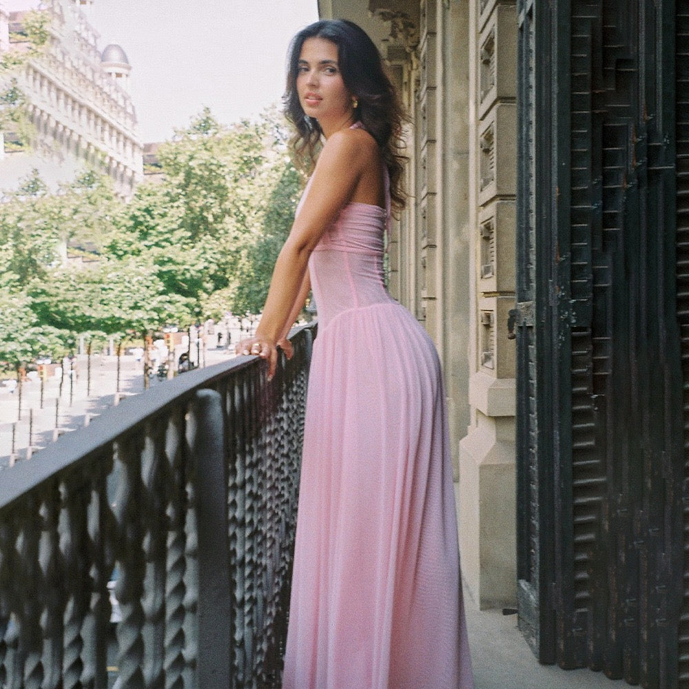 Chiffon maxi dress with back tie - FENNI
