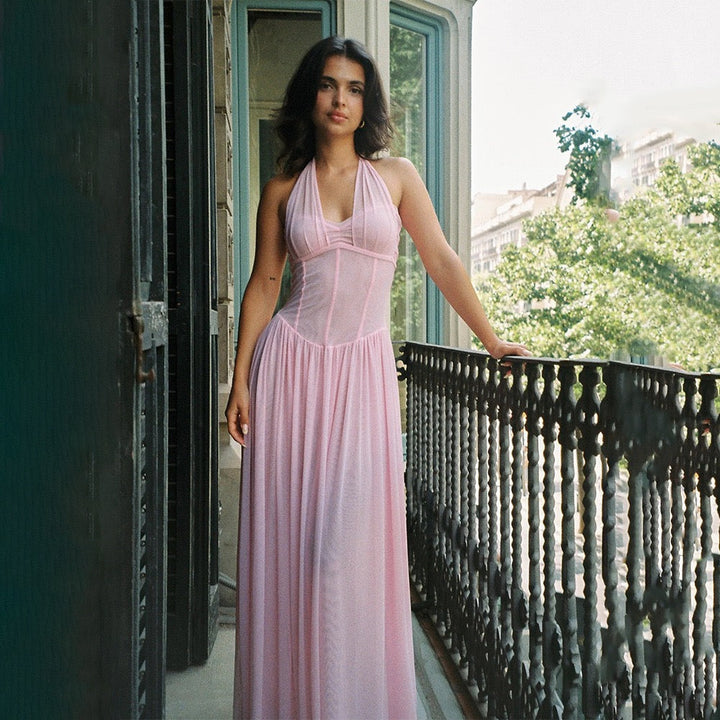 Chiffon maxi dress with back tie - FENNI