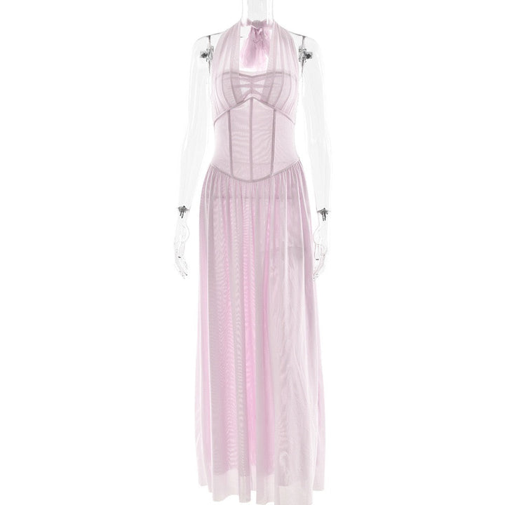 Chiffon maxi dress with back tie - FENNI