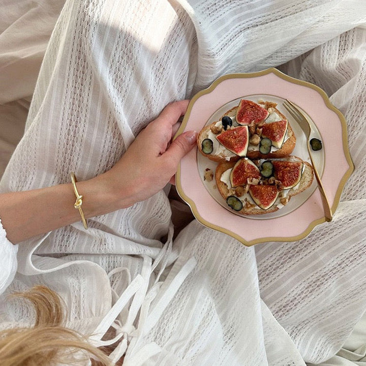 Two-piece chiffon suit with tie top and long pants – Neta Li