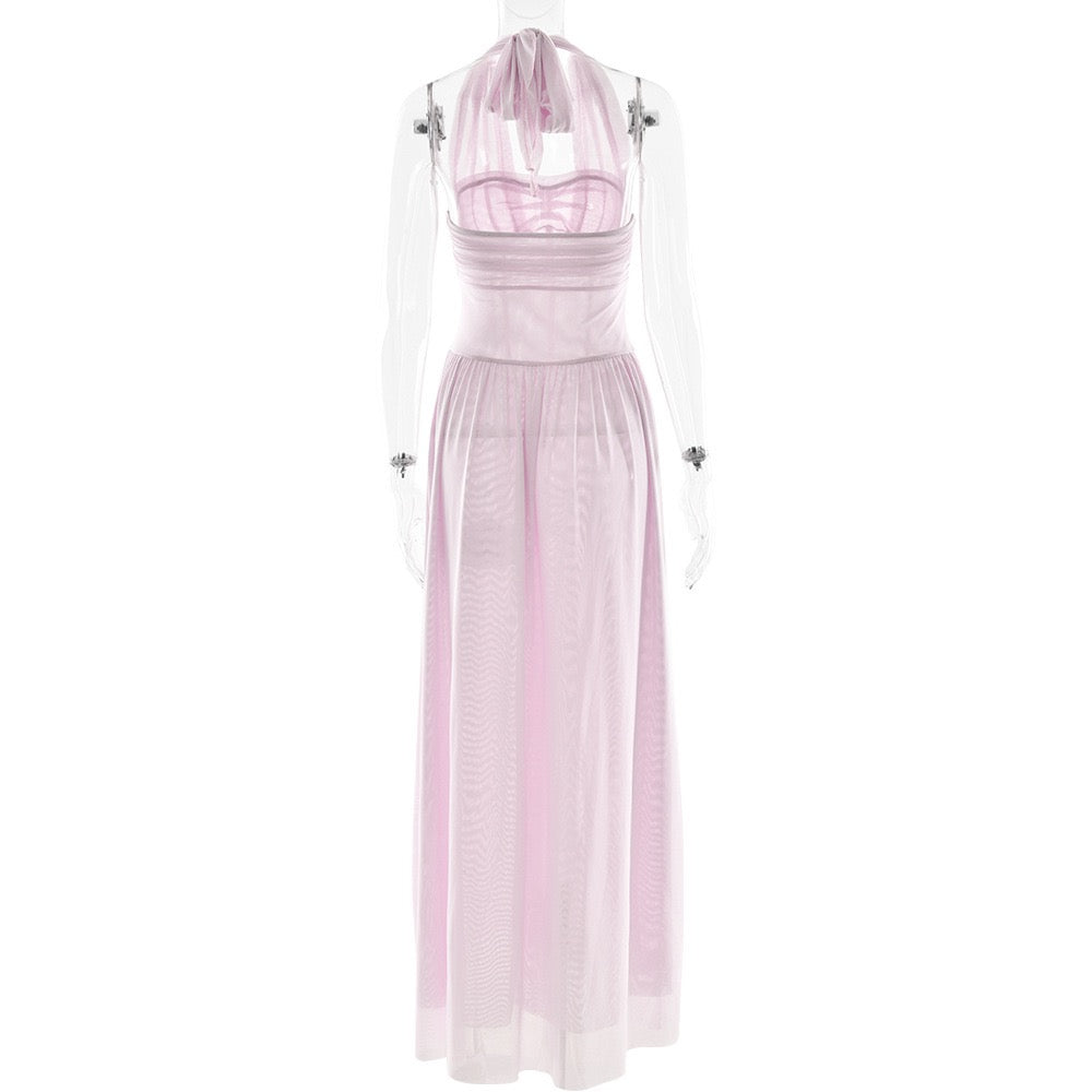Chiffon maxi dress with back tie - FENNI