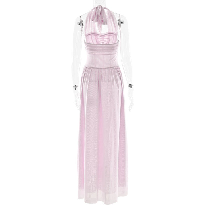 Chiffon maxi dress with back tie - FENNI