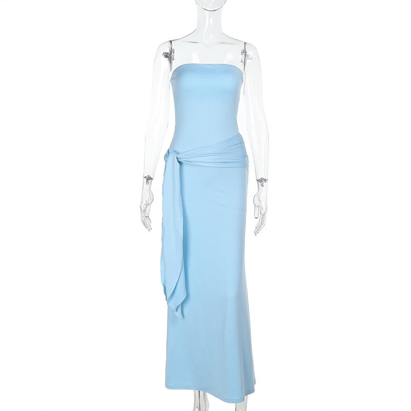 Nori strapless maxi dress with tie detail